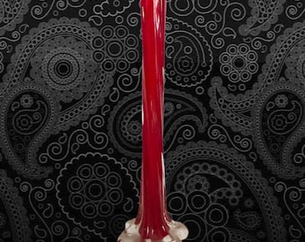Murano Italy 18cm elephant foot swirled red glass bud vase vintage 1970s