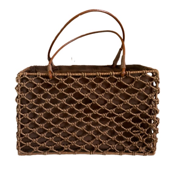 Frankie and Johnnie small vintage brown woven rec… - image 1