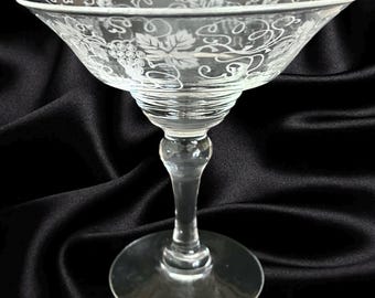 Stuart Crystal footed glass grapevine comport dessert bowl vintage 1920s