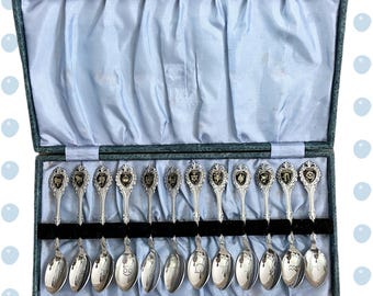 Zodiac vintage 1960s silverplate teaspoons original box made in Japan
