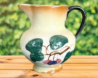 1910s mini unmarked bone china pitcher jug with berry and leaf motif