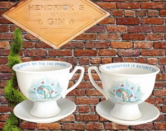 Hendricks Gin collectible cup and saucer duos In Cucumeris Veritas