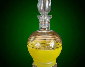 Italian vintage 1950s yellow and gold glass port sherry liqueur decanter