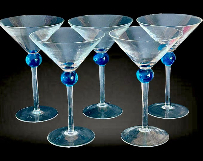 Featured listing image: Bombay Sapphire vintage 1990s set of 5 collectible martini glasses