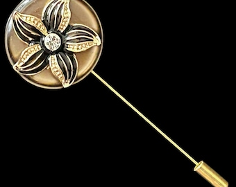 Upcycled Mad Men style vintage 1960s gold tone button stick pin