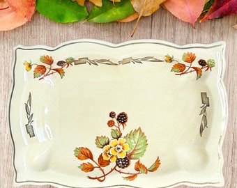 Royal Staffordshire Pottery A J Wilkinson Honeyglaze Art Deco creamware small rectangle serving dish autumn theme