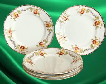 Royal Albert Crown China vintage 1920s set of 5 side, bread plates