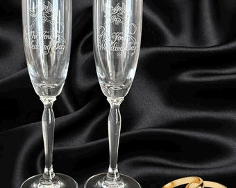 Bohemia Crystal Henry Marchant vintage 1999 toasting champagne flutes original box wedding gift