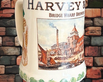 Diamond Concept Ceramics Staffordshire England vintage 1970s Harvey & Son advertising beer stein mug