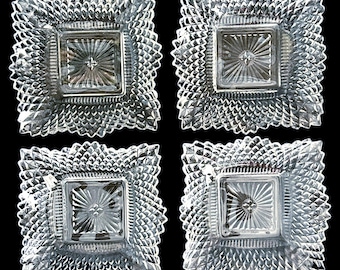 Vintage Federal Glass Hobnail Dishes: 1950s Clear Glass Trinket Set