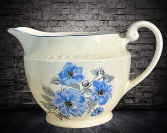 Swinnertons Majestic Vellum Staffordshire England vintage 1940s Blue Poppy jug