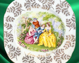 Somerton-Green vintage Fragonard fine porcelain courting couples side plate