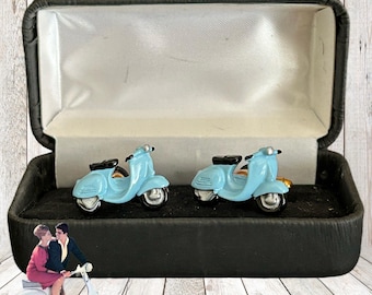 Vintage 1960s men's Vespa business casual shirt cuff links original box