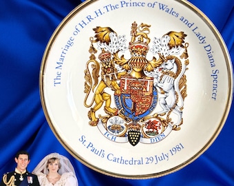 Wood & Sons England Pride of Britain vintage 1980s Charles and Diana Royal Wedding mini souvenir plate