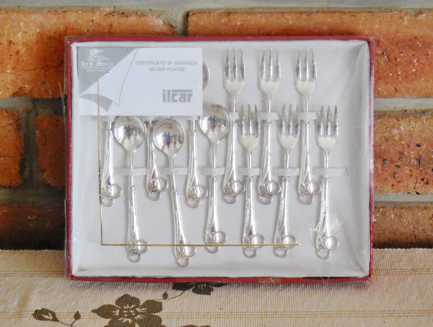 Silverplate La S Marco Bugatti Italian vintage set of cake dessert sweets forks & spoons