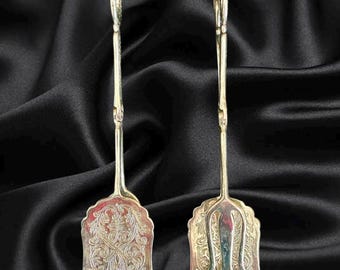 Vintage Silver Plated Scissor Tongs: Downton Abbey style High Tea Serving Set
