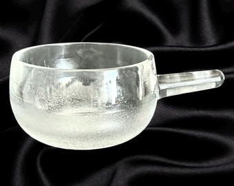 1990s clear glass vintage ramekin small handled single serve matcha dessert bowl
