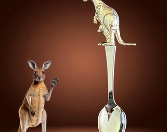 Vintage souvenir commemorative Australian Kangaroo silver plated teaspoon