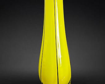 Vintage Art Deco Tango Glass Vase: Yellow & Black, Michael Powolny for Loetz