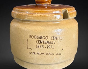 Kentware Australia Booleroo Centre Centenary vintage 1970s glazed clay pottery sugar pot