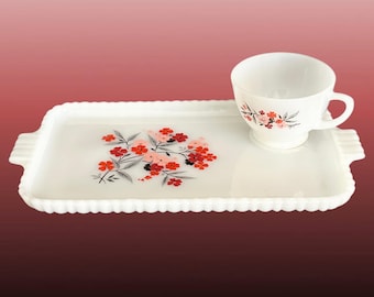 Fire King Primrose milk glass snack set tennis set vintage 1960s