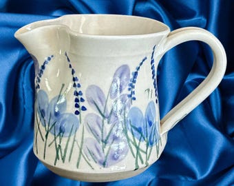 Swiss pottery vintage 1980s creamer hand painted floral design