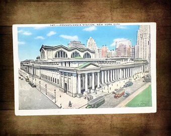 Manhattan Card Publishing Co vintage 1910s blank postcard Pennsylvania Station New York City