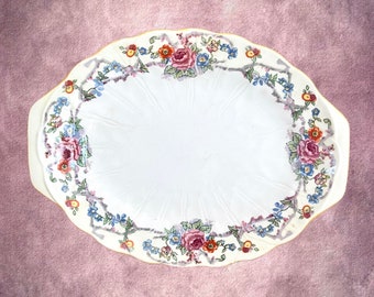 Manto Ware fine bone china sandwich plate floral border vintage 1930s