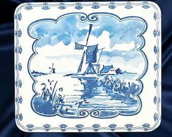 Holland House blue and white Delft style vintage 1980s collectible biscuit tin