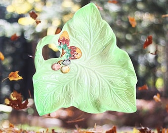 Shorter & Son Ltd Genuine Staffordshire hand painted leaf dish made in England 1950s