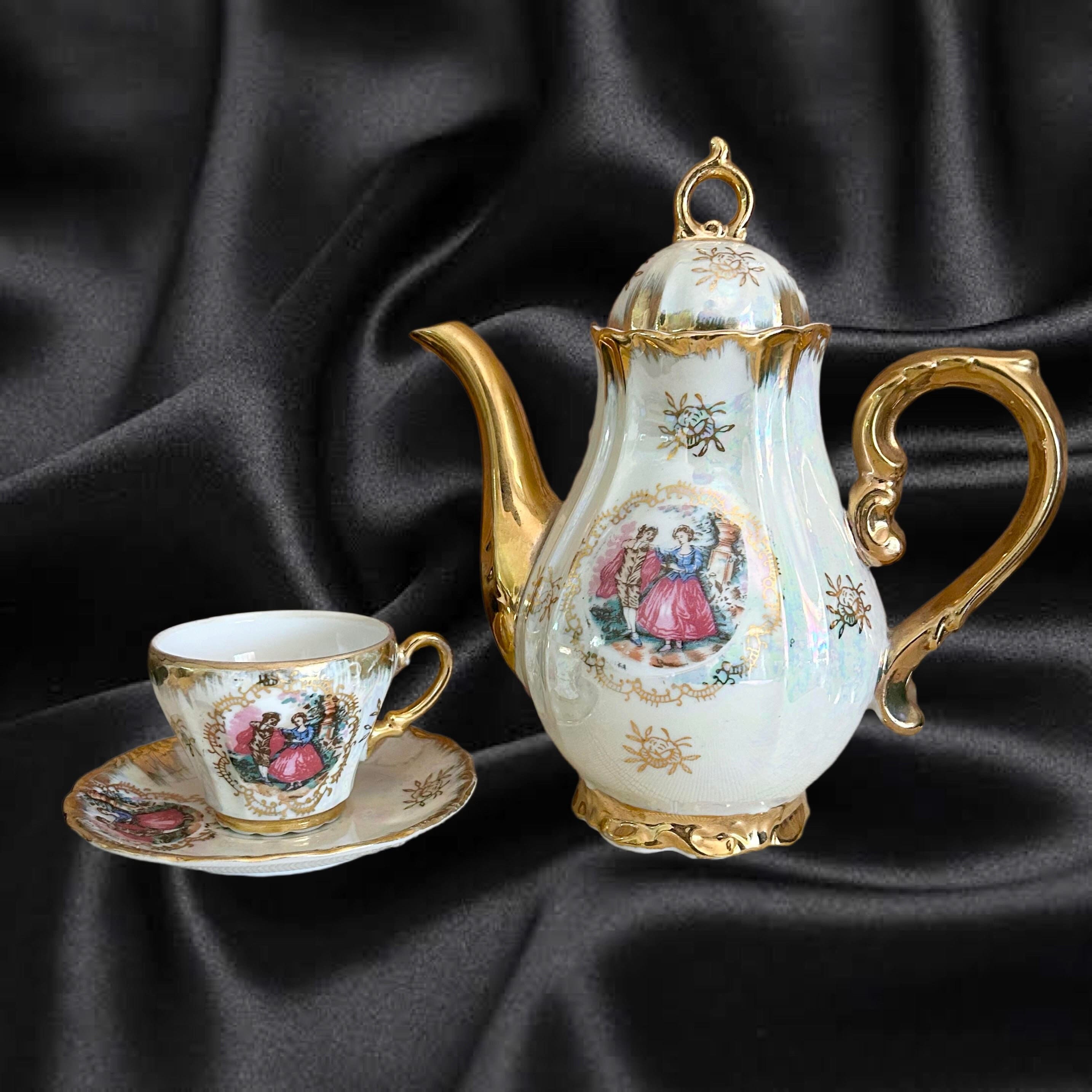 Japanese lusterware vintage 1960s small porcelain coffee pot