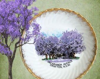 Westminster Fine China Australia vintage 1960s souvenir Jacaranda Avenue Grafton NSW nuts or sweets dish