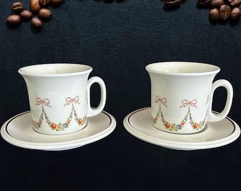 ACF Italian cappuccino coffee cup and saucer duos x 2 vintage 1970s made in Italy