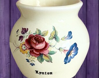 Buckfast Pottery Devon vintage 1960s mini ceramic souvenir vase Lynton, England