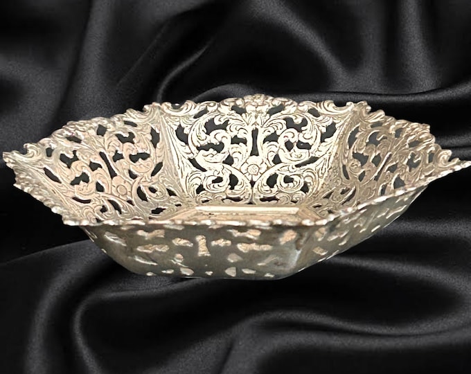 Featured listing image: Herbert Hooijkaas Dutch 835 silver pierced bonbon sweets dish vintage 1940s