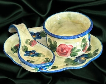 Fresh Creations Pottery of Melbourne Australia vintage 1990s glazed condiment serving set
