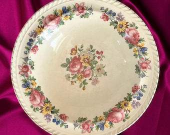 Woods Ivory Ware England vintage 1930s floral soup or dessert bowl