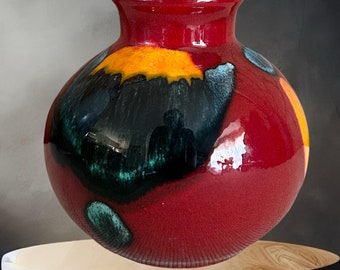 Poole Pottery vintage 1980s Living Glaze Volcano squat 10cm posy vase