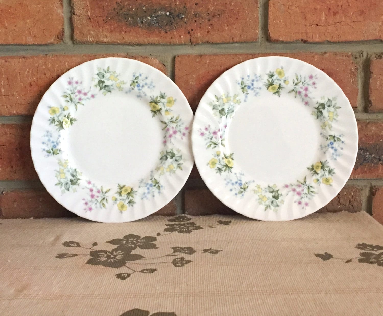 Minton Spring Valley fine bone china entree side plates 1970s, high tea