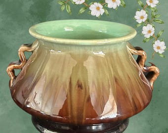 Bakewell Bros Newtone Pottery vintage 1930s drip glaze squat vase