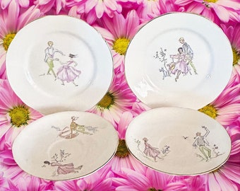 Sandringham fine bone china You and I series replacement side plates and saucers vintage 1960