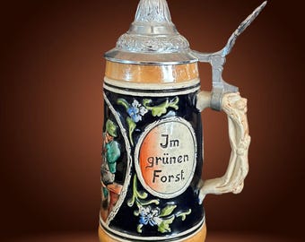 Thewalt vintage 1940s West German beer stein pewter lid