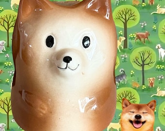 Shiba Inu 2004 unmarked Japanese kitsch ceramic drinking cup no handle GIFT IDEA
