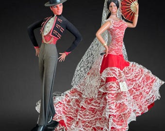 Vintage Marin Chiclana Spanish Flamenco Dancer Dolls - 1970s