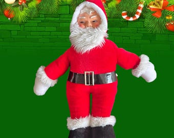 Santa Claus vintage 1960s large plush Christmas display toy decoration