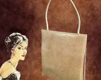 Lily Berryman vintage 1950s brown calf leather top handle handbag made by Parisian Leathergoods Australia