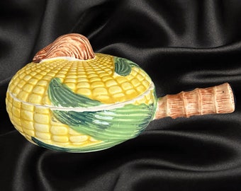 Japanese kitsch ceramic figural corn cob with handle single serve small soup bowl vintage 1960s