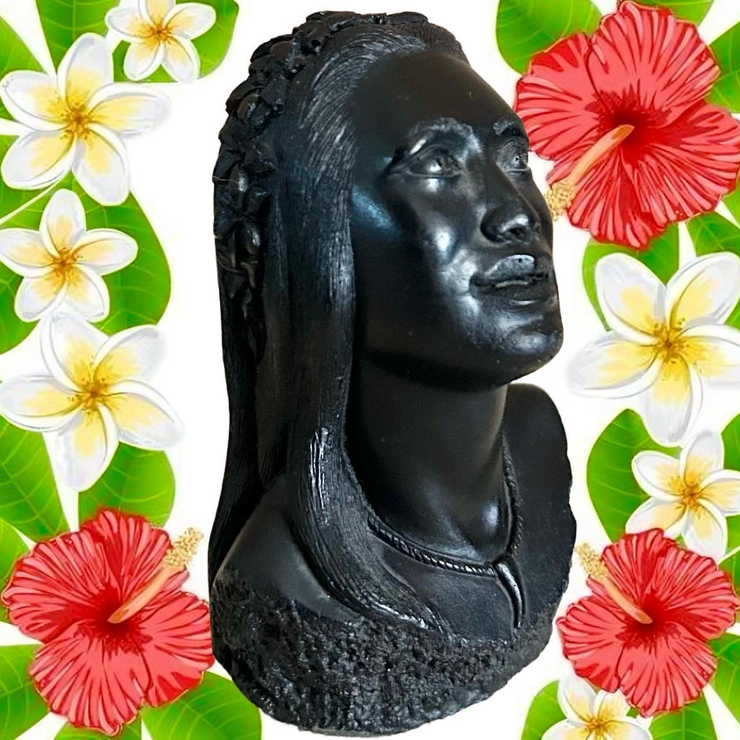 Coco Joe's Hawaii Carved Lava Rock Bust Figurine of a Woman Vintage ...