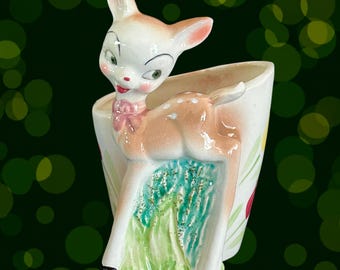 Kitsch Japanese vintage 1960s Bambi style deer planter, vase, pot