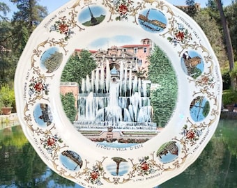 Nuova Fontebasso S.p.A. Terraglia Forte vintage 1970s Souvenir Italy 19.5cm plate featuring Villa D'Este in Tivoli